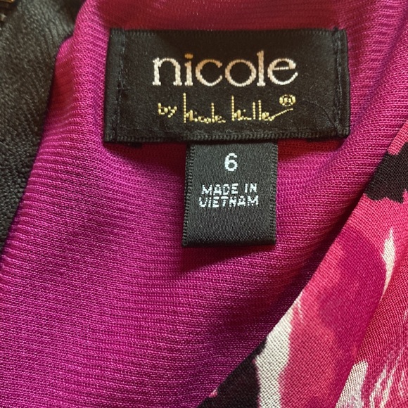 Chic Black Nicole Miller Dress with Pink & White Cheetah Print Top Size 6 - Picture 3 of 7